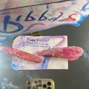 Fun! SET of 2 Pink Sparkle Glitter Barrettes! Handmade by Me! Pippy Creates! 💓